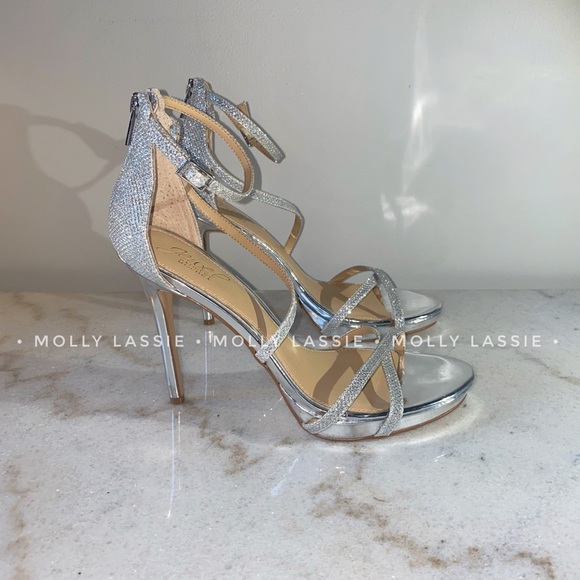 Galen Strappy Platform Sandal JEWEL BADGLEY MISCHKA Silver Glitter - Picture 10 of 14
